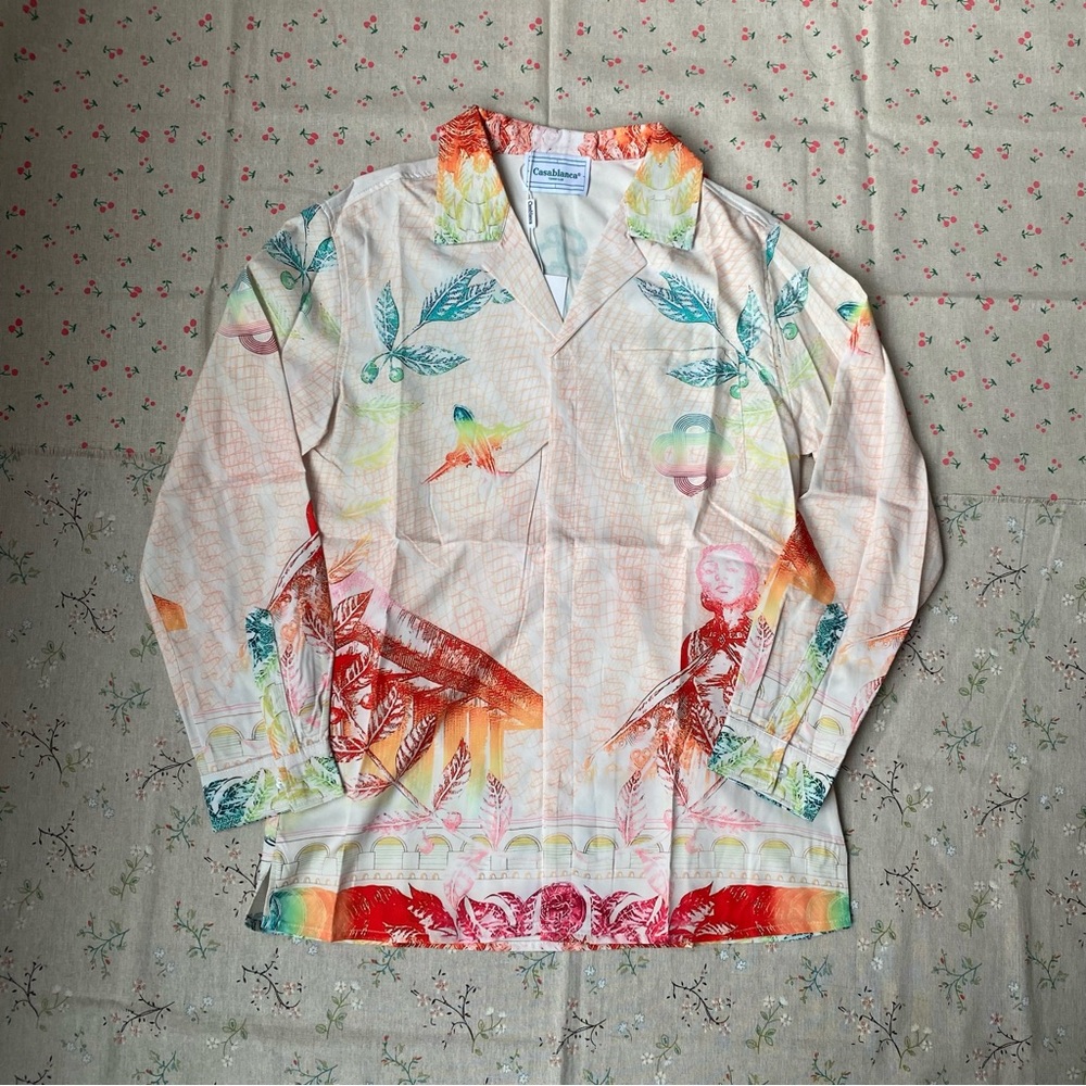 Casablanca Printed Long-Sleeve Button-Down Shirt